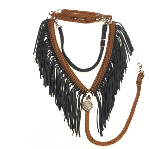 Fringe Breast Collar Horse Tack Brown and Black Horse Tack Etsy