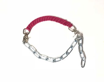 Goat show collar, goat collar, show goat collar, chain goat collar, goat, collar, fuchsia goat collar