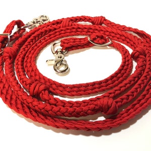 BARREL REINS, paracord reins, red reins, custom horse tack, braided reins, barrel racing rein