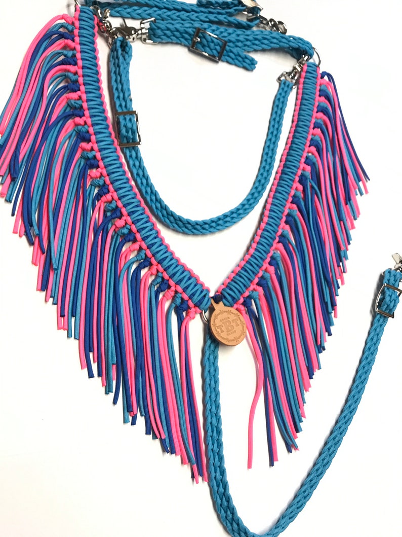 Fringe Breast Collar Horse Tack Turquoise Blue and Hot Pink Etsy