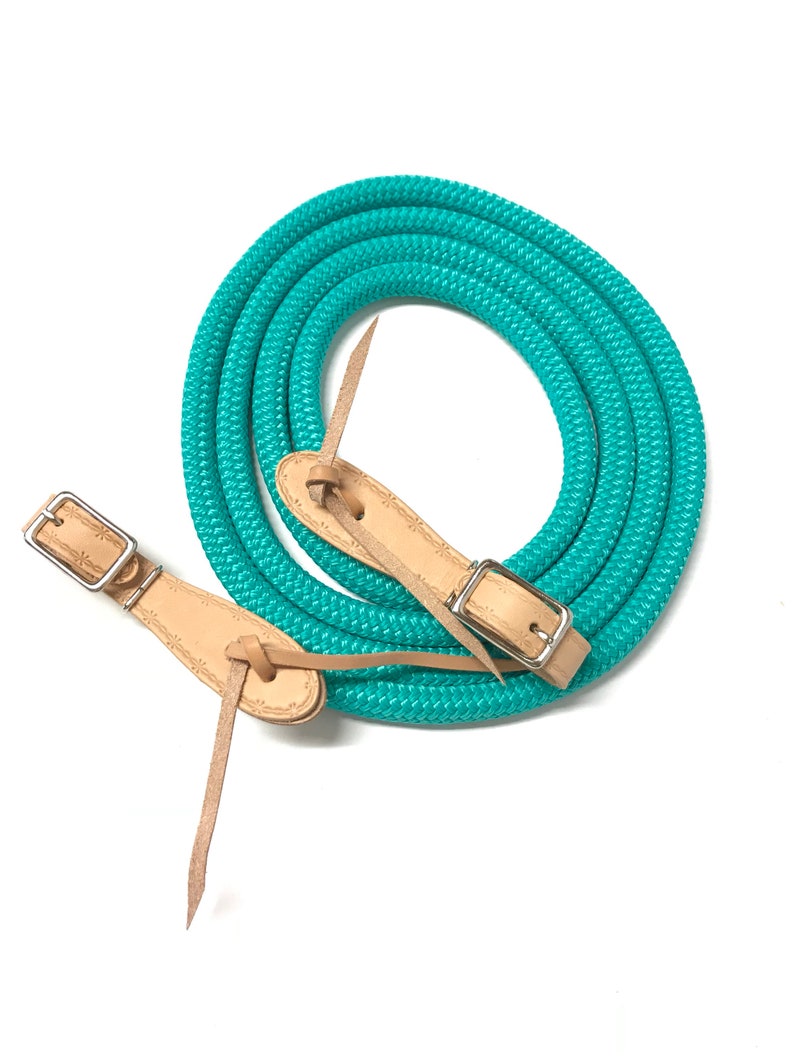 rope reins yacht rope reins turquoise rein horse tack reins Yacht rope reins yacht reins loop reins natural buckle slobber straps