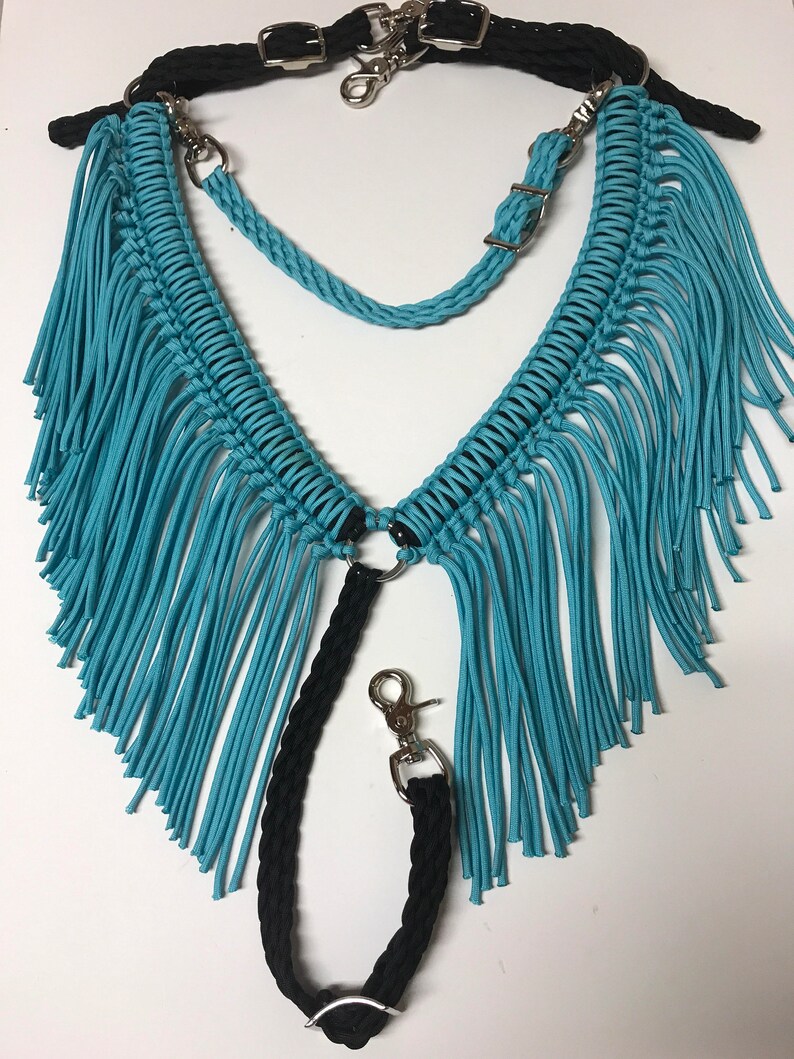 Fringe breast collar horse tack turquoise horse tack barrel Etsy