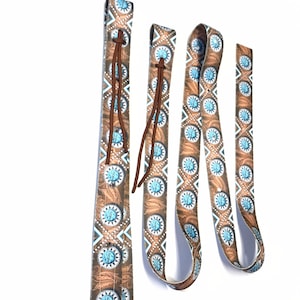 Turquoise Cinch strap for western saddle, Latigo and billet for western tack