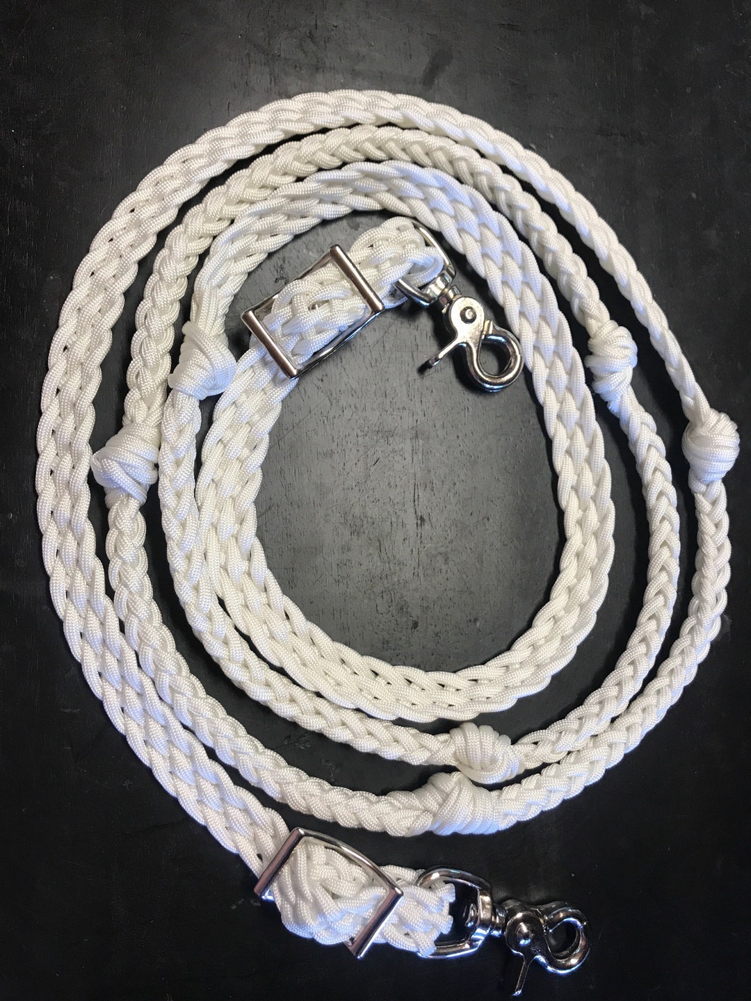 White Reins, Barrel Reins With Knots, Reins, Paracord Reins, Custom