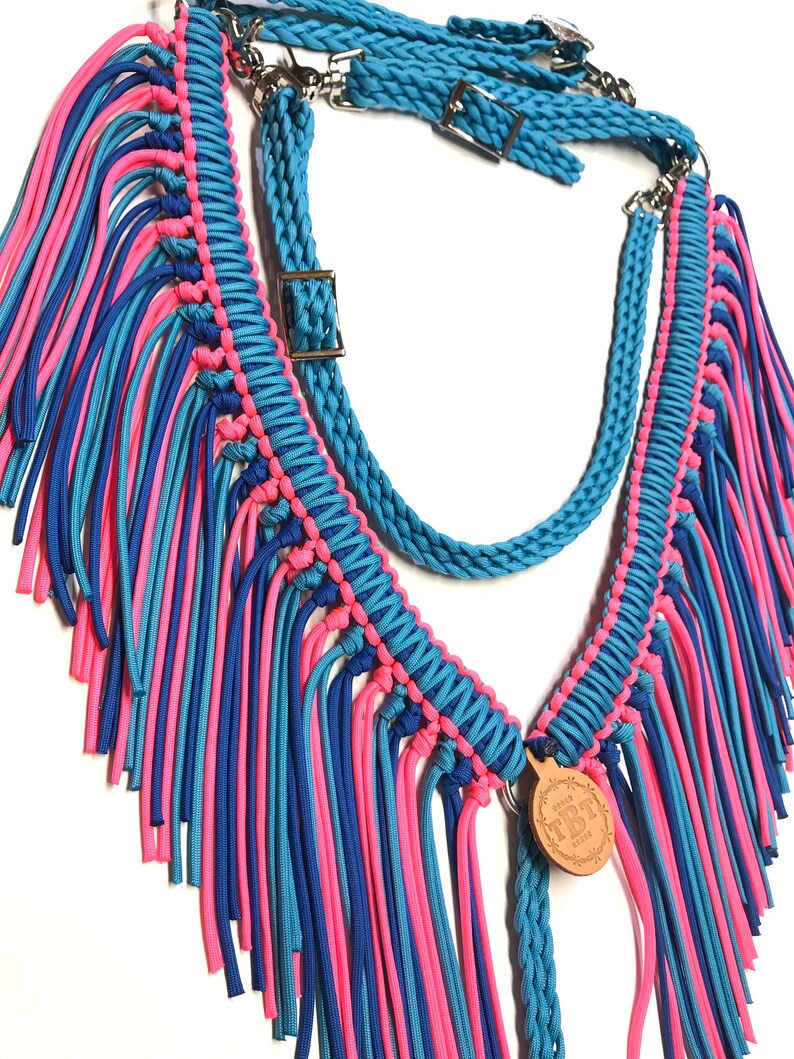 Fringe Breast Collar Horse Tack Turquoise Blue and Hot Pink Etsy