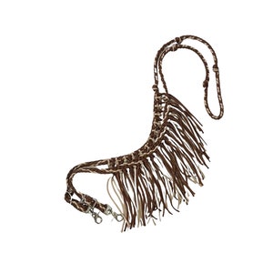 Brown Fringe reins, horse tack, barrel reins, reins, fringe barrel reins, reins, fringe horse tack, barrel racing, knotted reins