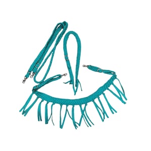 Teal mule tape tripping collar horse tack set