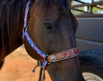 Personalized patriotic  print horse halter