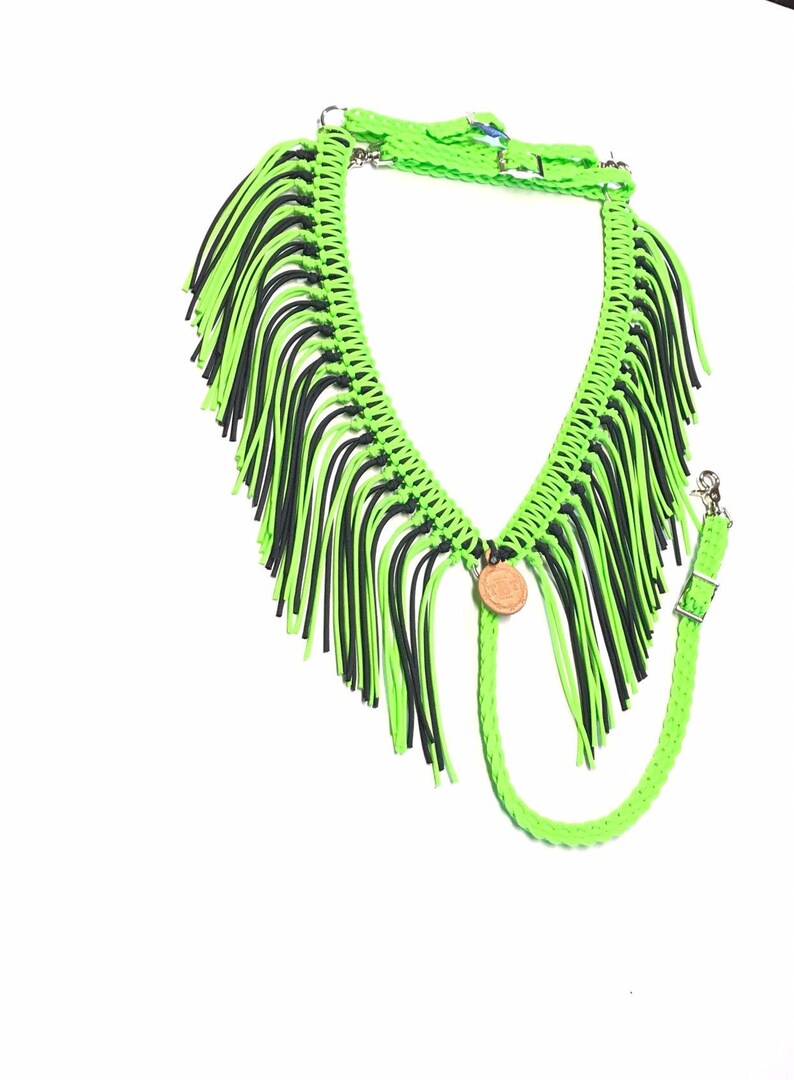 Fringe breast collar horse tack neon lime green horse tack Etsy