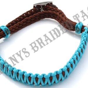Side pull hackamore bridle attachment with a whoa Turquoise, brown or black chinstrap, mini to draft size image 6