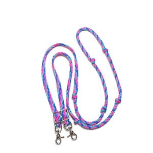 BARREL REINS braided from paracord in hot pink,neon turquoise, and royal blue