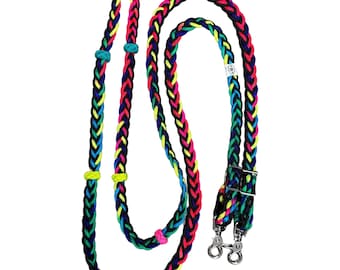 barrel racing reins 1/2&quot; , training reins, rainbow reins, tie dye reins