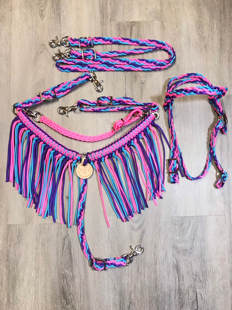 Pony Tack Set Fringe Breast Collar Reins and Pony Headstall Etsy