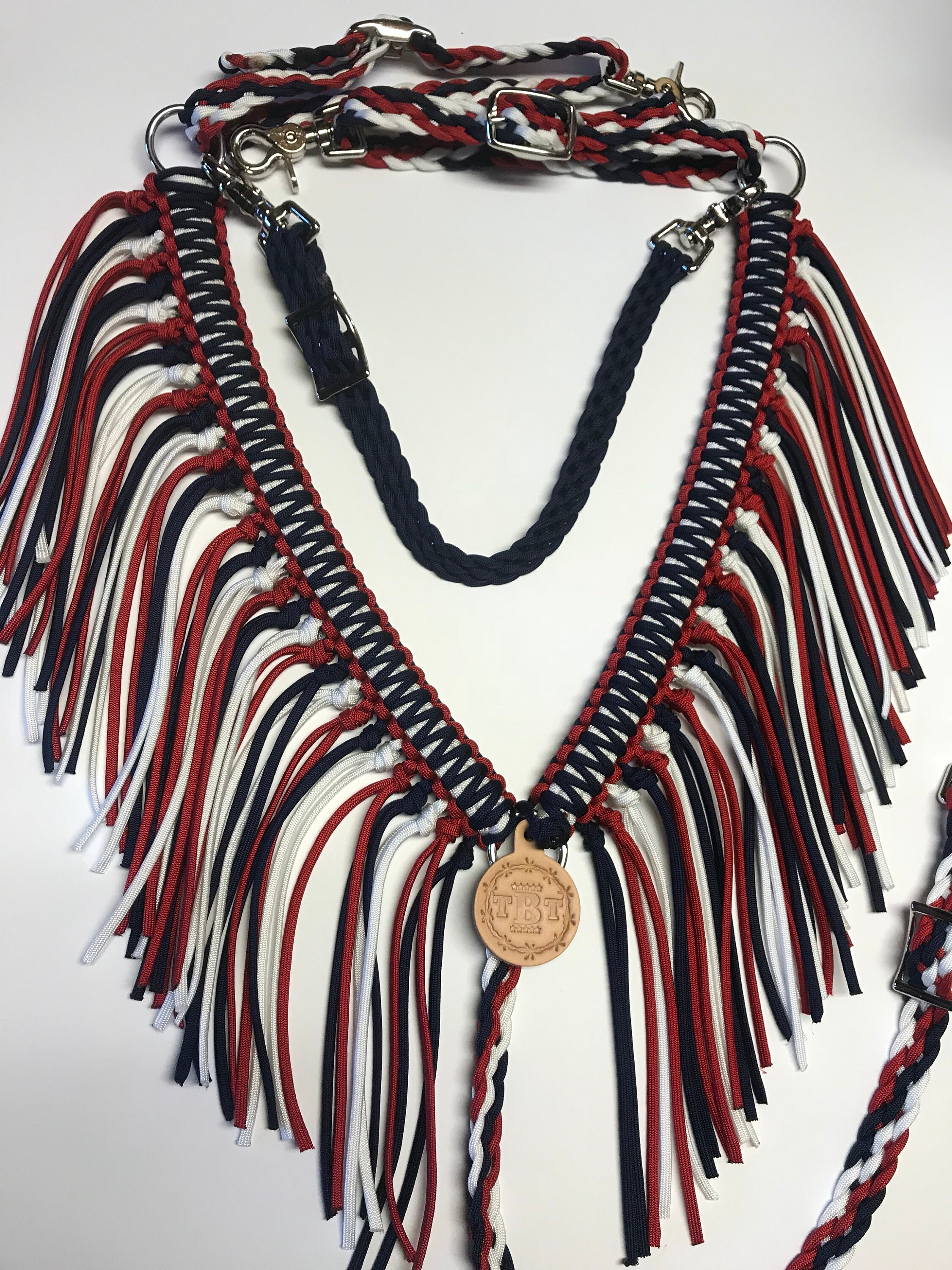 Horse Tack Red White and Blue Fringe Breast Collar Red White Etsy