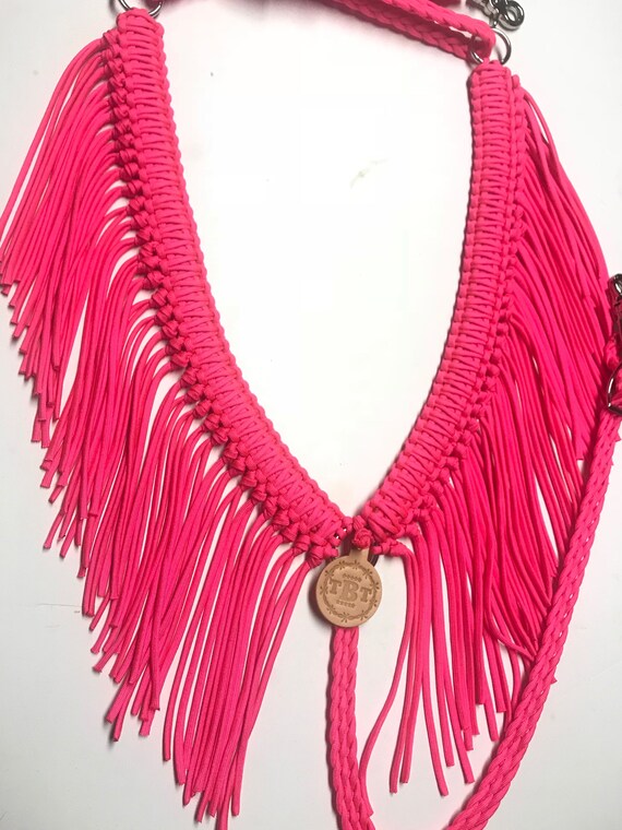 Fringe breast collar custom horse tack pink breast collar | Etsy