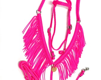 horse tack set, fringe breast collar