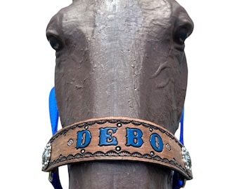 Personalized blue horse halter