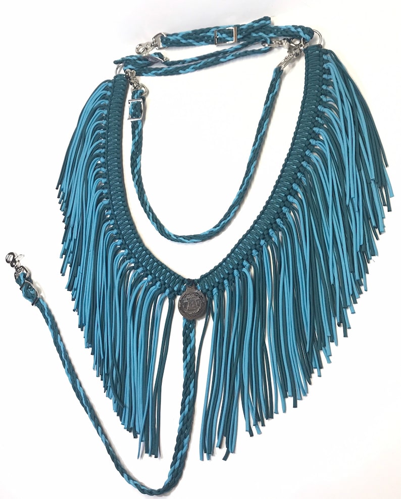 Fringe Breast Collar Horse Tack Teal Horse Tack Barrel Etsy