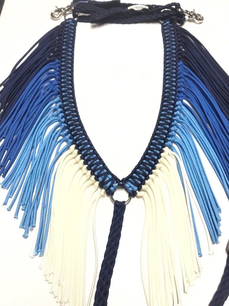 Fringe Breast Collar Blue Ombre Fringe Breast Collar Horse Etsy