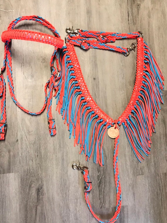 Rainbow Fringe Breast Collar Rainbow Horse Tack Barrel Racing Custom