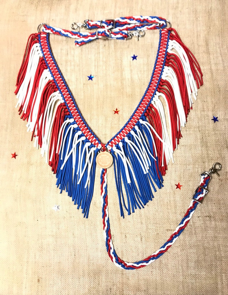 Horse Tack Patriotic Fringe Breast Collar Red White and Blue Etsy Ireland