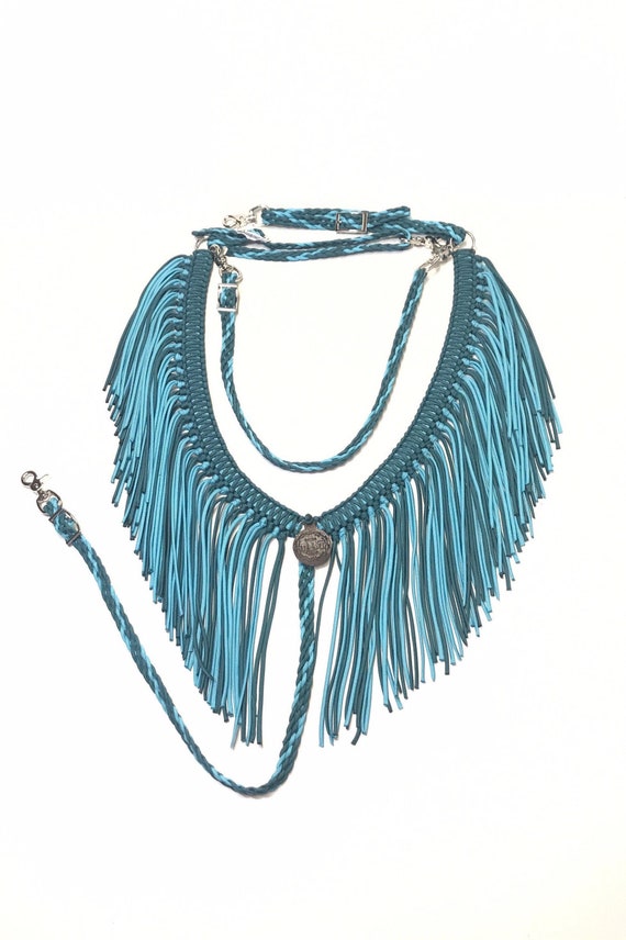 Fringe breast collar horse tack teal horse tack barrel Etsy