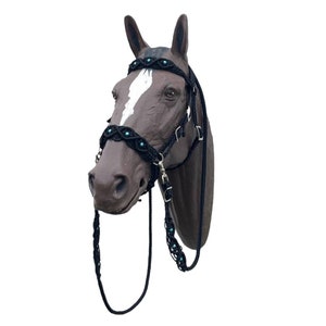 Bitless bridle set with reins, Horse side pull hackamore, horse bitless bridle with a fancy braided noseband