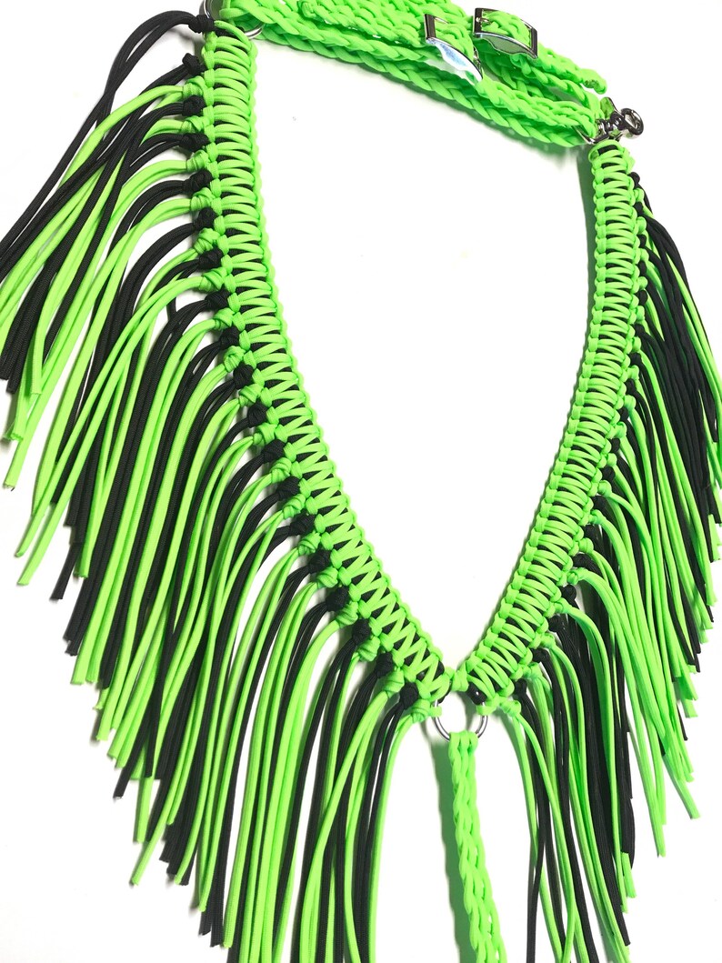 Fringe breast collar horse tack neon lime green horse tack Etsy