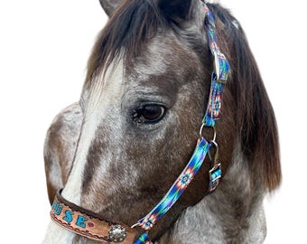 Personalized flower tie dye  print horse halter