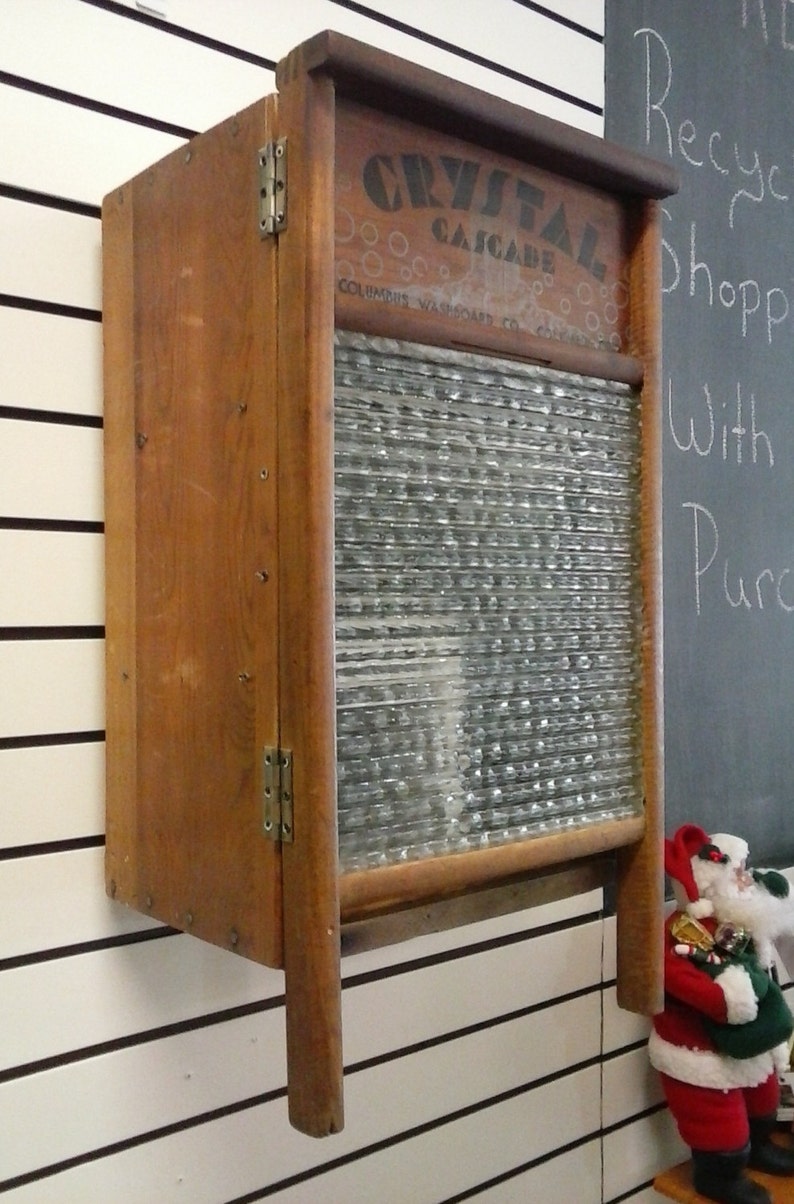 Upcycled Glass Washboard Crate Wooden Wall Hanging Etsy