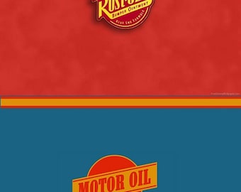 Disney Cars Birthday - juice labels - Rusteze and Dinoco - INSTANT DOWNLOAD