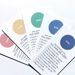 Je parkeert als een eikel kaarten - JULLIE KLEUREN KLEUREN - waarschuwingen voor slechte parkeervoorruit - 20 kaarten
