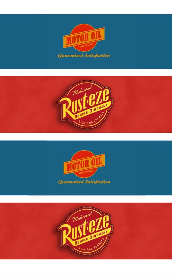 Disney Cars Motor Oil Rust eze Birthday Water Bottle Printable