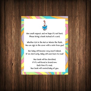 Oh The Place You'll Go Buchanfrage, Babyparty-Buchanfragekarte, Babybibliothek, bringen Sie ein Buch, druckbare Karten 5x7 oder 8x10