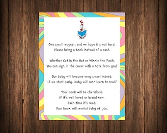 Oh The Place You'll Go Book Request, Baby Shower Book Request Card, Baby Library, Bring a Book, Printable Cards 5x7 or 8x10