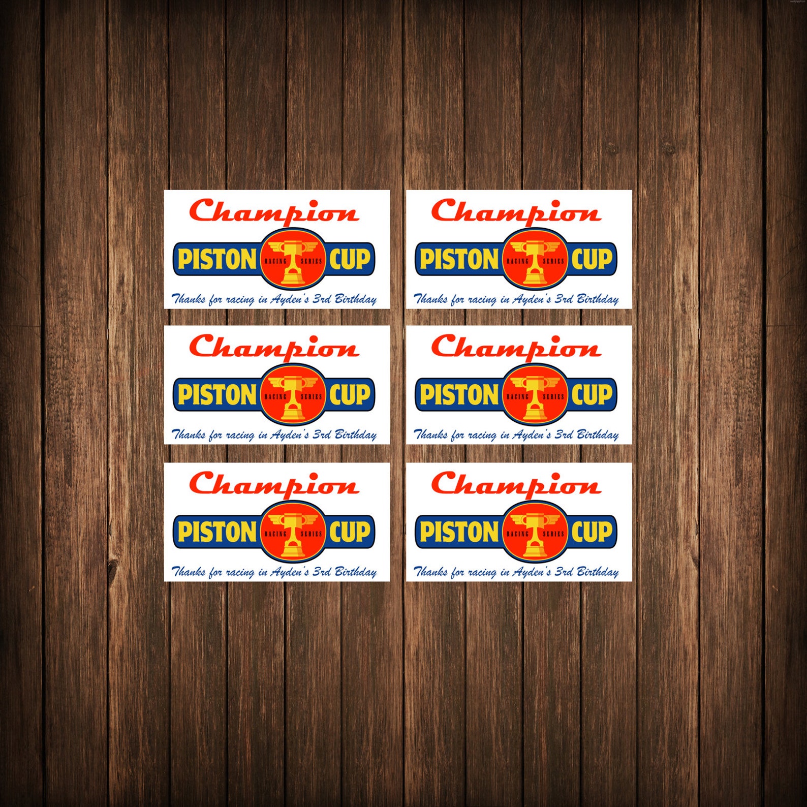 Disney Cars Piston Cup Trophy Label for Birthday Party Etsy