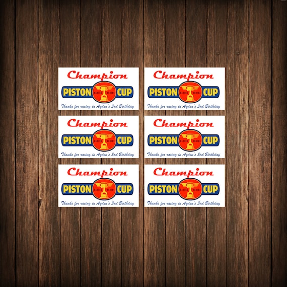 Disney Cars Piston Cup Trophy Label for Birthday Party