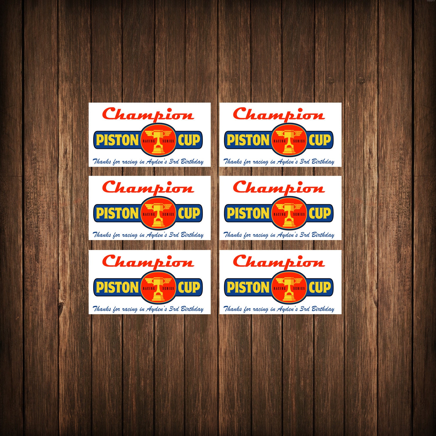 Disney Cars Piston Cup Trophy Label for Birthday Party Etsy