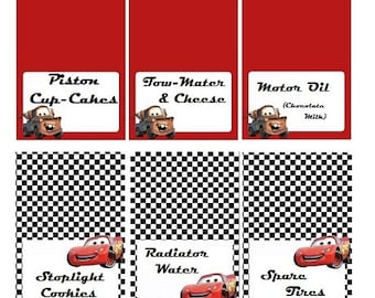 Disney Cars Food Labels - Personalized