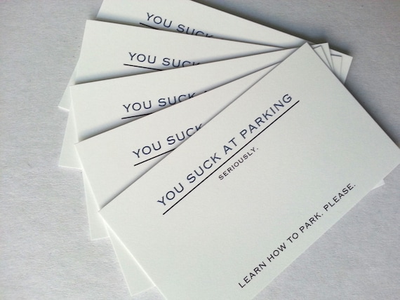 Yourself Suck at Parking playing cards - poor parking windshield notes - 20 playing cards picture regarding Bad Parking Cards Printable referred to as Oneself Suck at Parking playing cards - lousy parking windshield notes - 20 playing cards