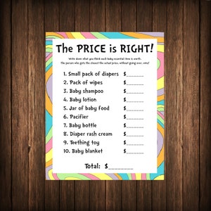 The Price is Right, Baby Shower Game, Oh The Place You&#39;ll Go inspired, Hot Air Balloon, Up Up and Away, printable 5x7 or 8.5x11