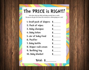 The Price is Right, Baby Shower Game, Oh The Place You'll Go inspired, Hot Air Balloon, Up Up and Away, printable 5x7 or 8.5x11