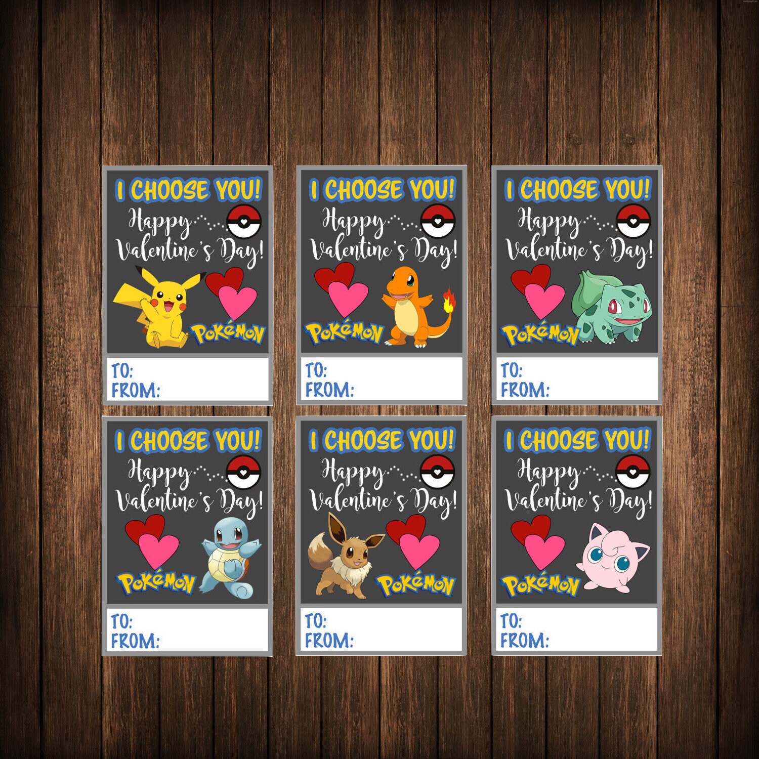 Pokemon Printable Valentines Day Cards Instant Download - Etsy