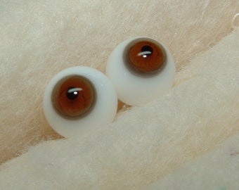 GERMAN Pre WW1 Antique Glass Doll Eyes - BROWN - Size 8mm