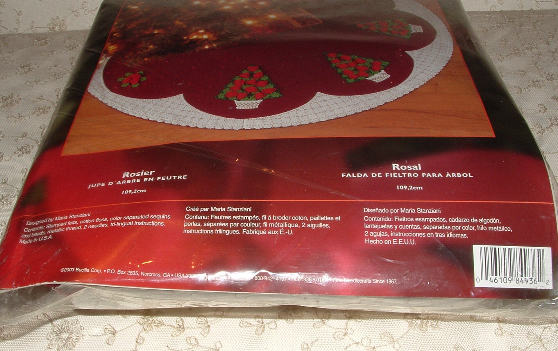 2003 Bucilla Felt Applique Tree Skirt Kit COMPLETE Rose Tree 43 Etsy