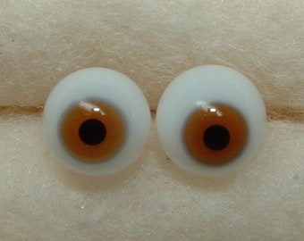 GERMAN Pre WW1 Antique Glass Doll Eyes - BROWN - Size 9mm