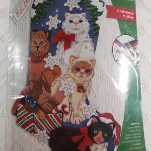 Bucilla Kit Ornements Feutrine 6 Chats En Pulls Moches De Noël - Broderie Appliqué