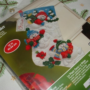 Bucilla Felt Applique Stocking Kit - UNOPENED - Fun In The Snow - Snowman