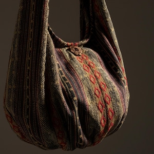 Verada-Thai Woven Cotton Hobo Bag: Boho Hippie Crossbody WF6