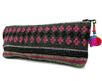 Woven Pencil Case,Pen case Cotton Pencil Pouch,Pen Pouch,Pom Pom Pencil Pouch,Zipper Pouch,Pencil Holder,Makeup Pouch,School Pouches